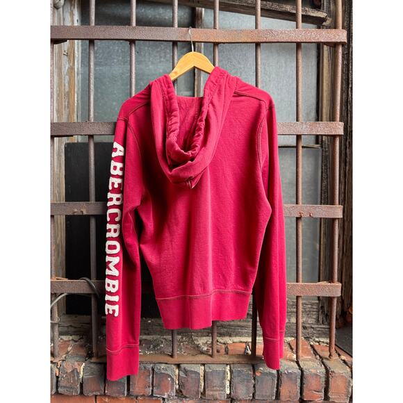 Y2K Red Abercrombie & Fitch Muscle Hoodie Size Large AS IS - Picture 2 of 5